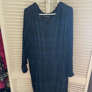 Lane Bryant blue & black flannel shirt dress size 24